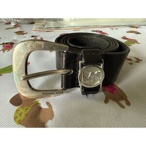 Michael Kors Vintage Black Leather Belt XL large LOGO